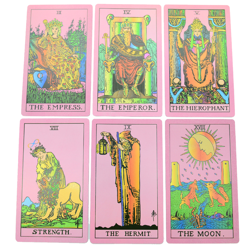 Pink Foiled Sun Luxury Tarot Card Deck | Classic Universal Rider-Waite-Smith