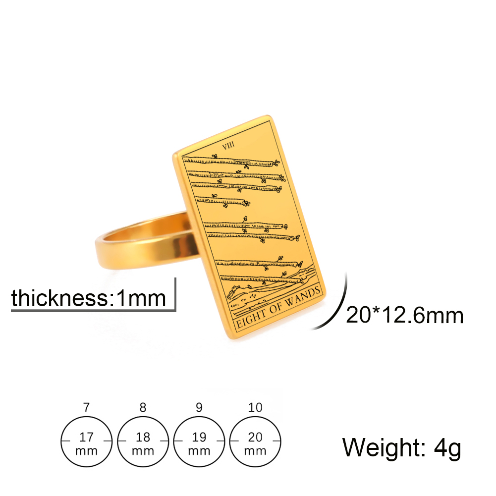 Engraved Tarot Card Ring - Stainless Steel Minor Arcana (Wands)