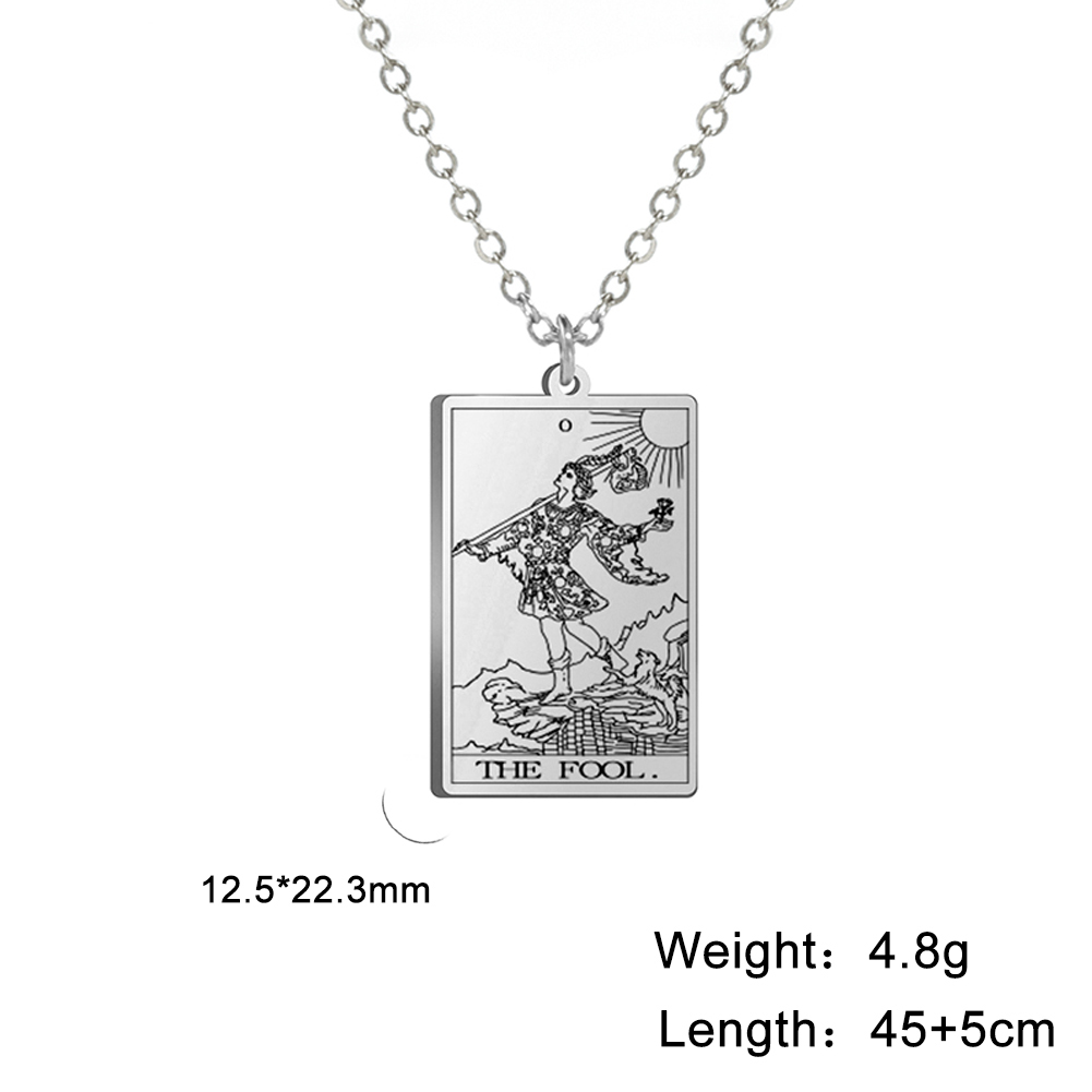 Engraved Tarot Card Necklace - Stainless Steel Major Arcana