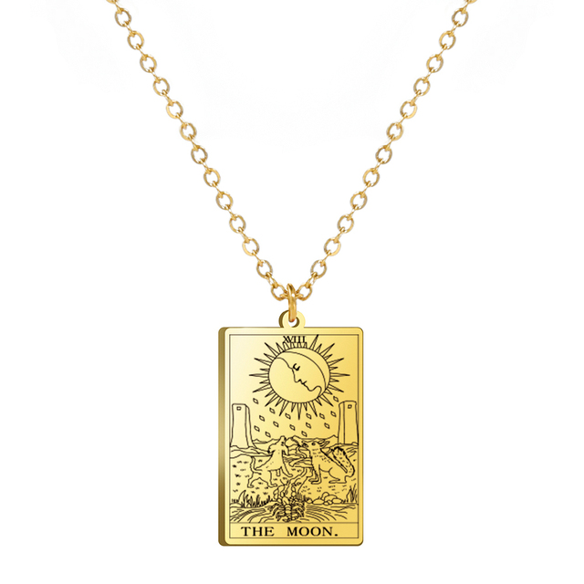 Engraved Tarot Card Necklace - Stainless Steel Major Arcana