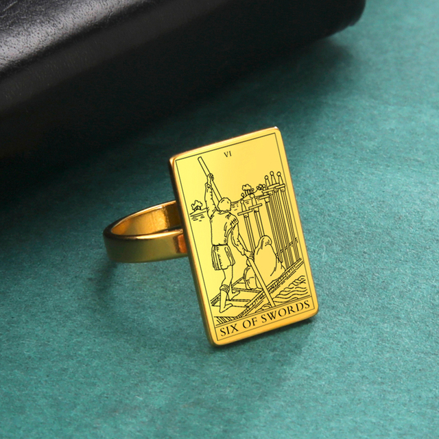 Engraved Tarot Card Ring - Stainless Steel Minor Arcana (Swords)