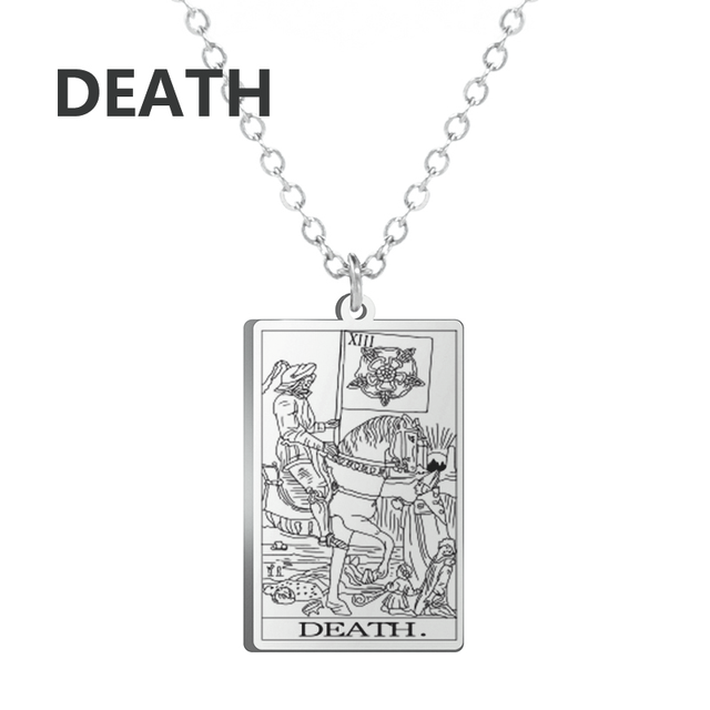 Engraved Tarot Card Necklace - Stainless Steel Major Arcana