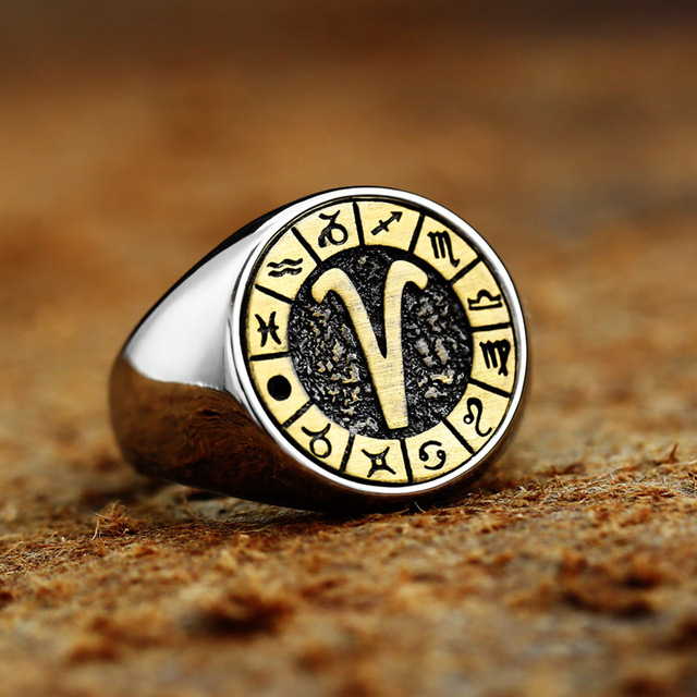 316L Stainless Steel Zodiac Ring