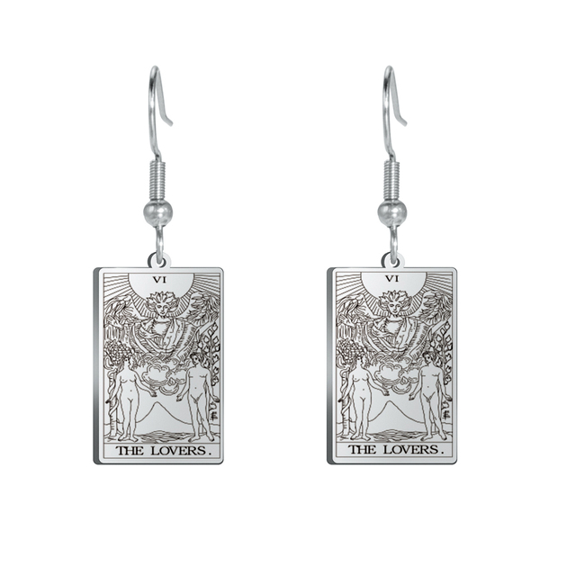 Engraved Tarot Card Earrings - Stainless Steel Major Arcana