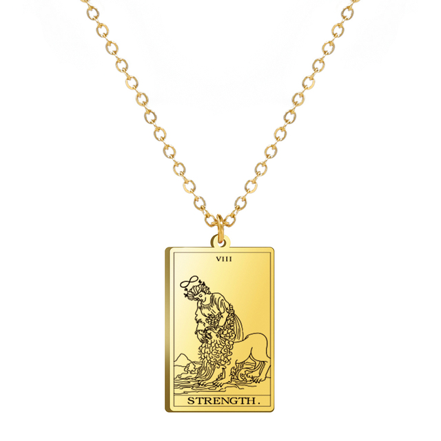 Engraved Tarot Card Necklace - Stainless Steel Major Arcana