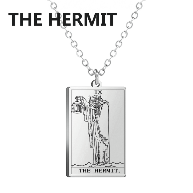 Engraved Tarot Card Necklace - Stainless Steel Major Arcana
