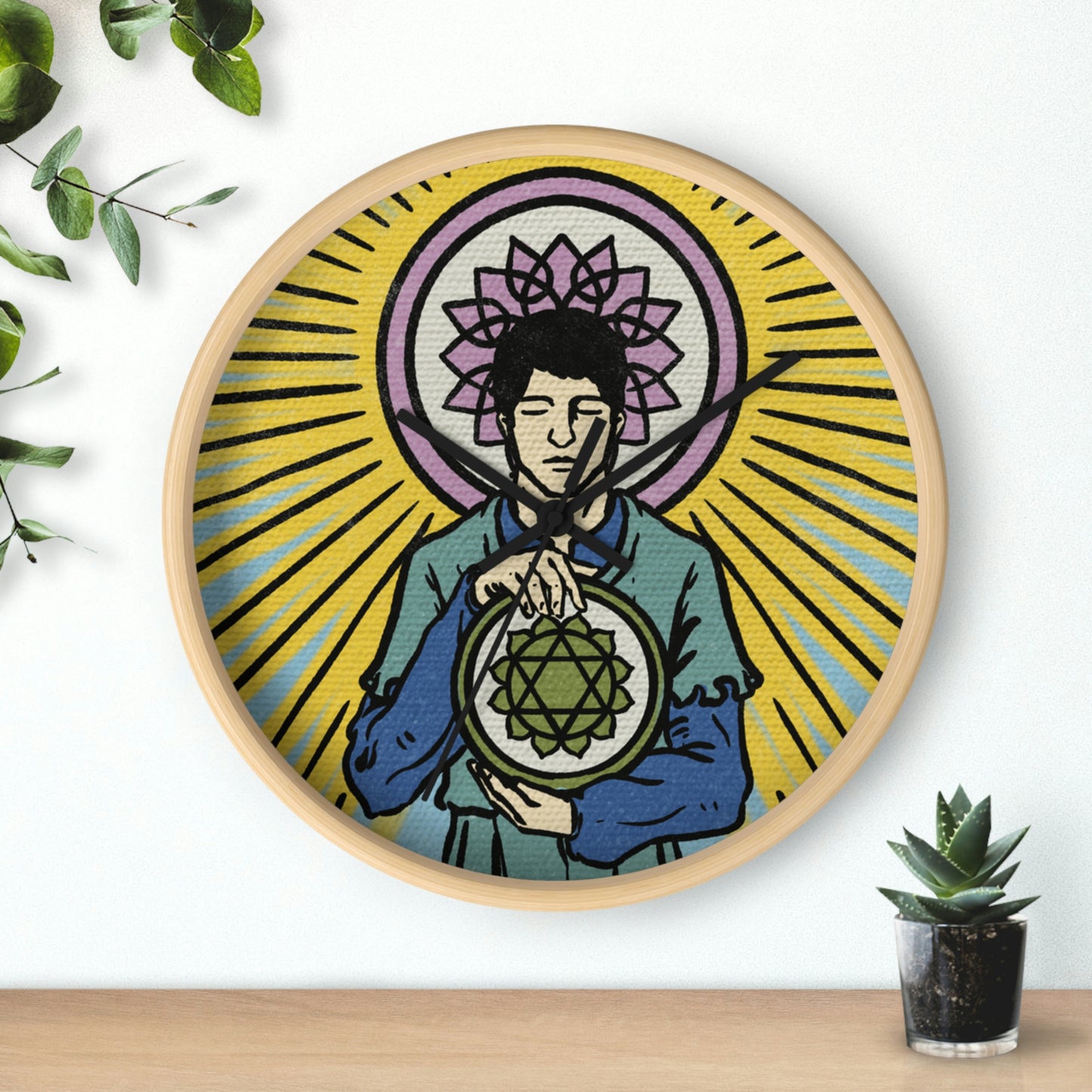 'Four of Pentacles' Chakra Wall Clock | Divination & Spiritual Home Decor