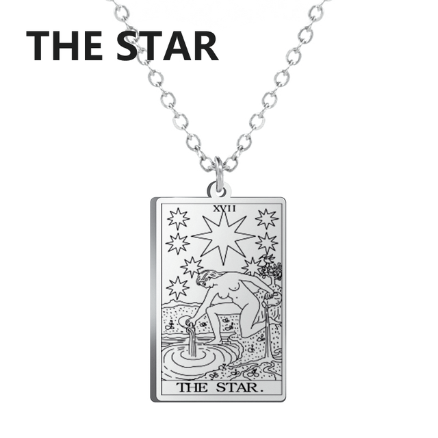 Engraved Tarot Card Necklace - Stainless Steel Major Arcana