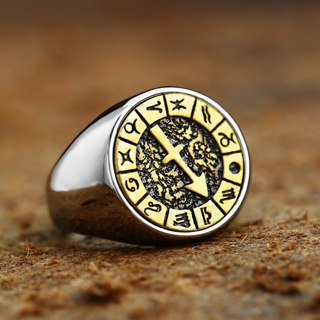 316L Stainless Steel Zodiac Ring