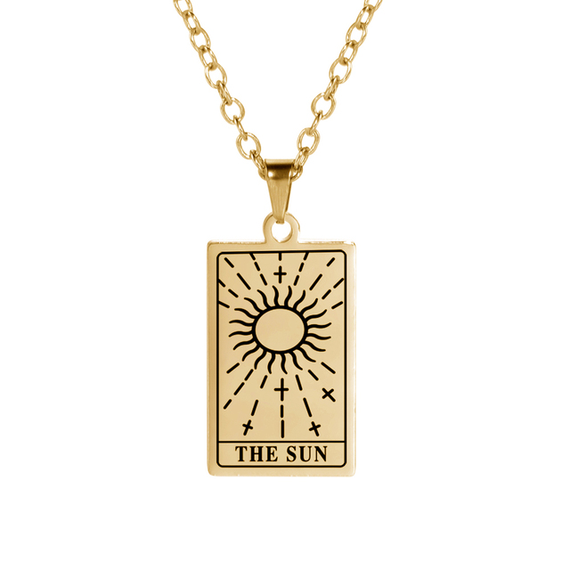 'The Sun' Tarot Card Engraved Necklace | Silver, Gold, Rose Gold