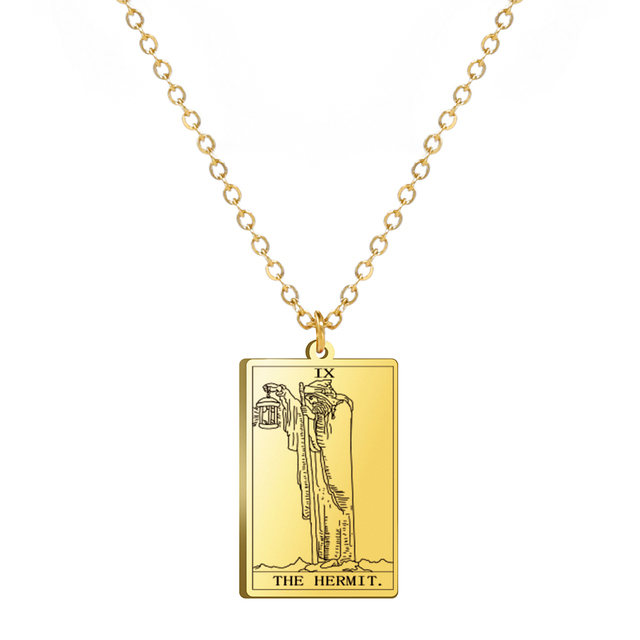 Engraved Tarot Card Necklace - Stainless Steel Major Arcana
