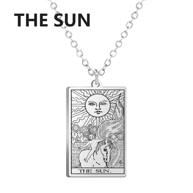 Engraved Tarot Card Necklace - Stainless Steel Major Arcana