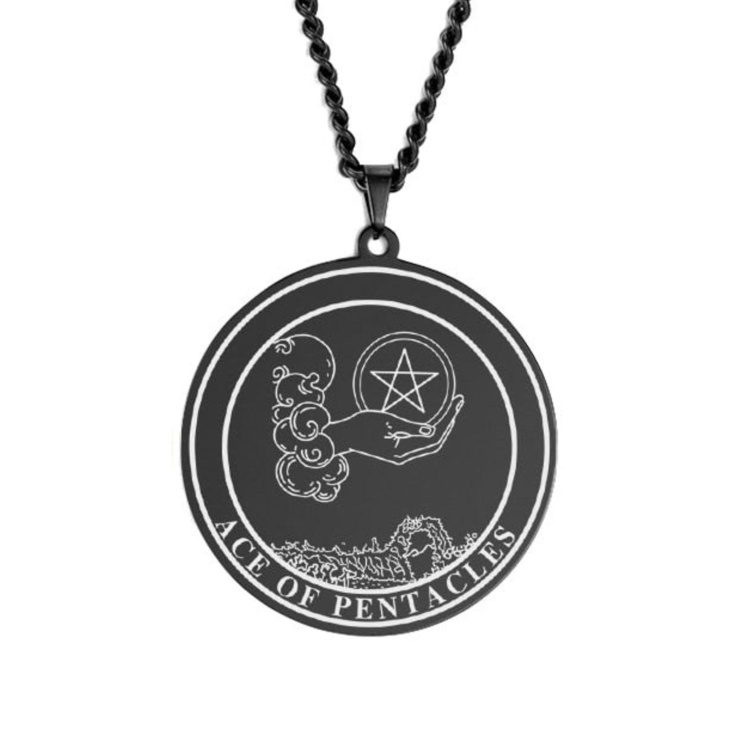 'Ace of Pentacles' Tarot Card, Minor Arcana Round Pendant - Necklace | Jewelry