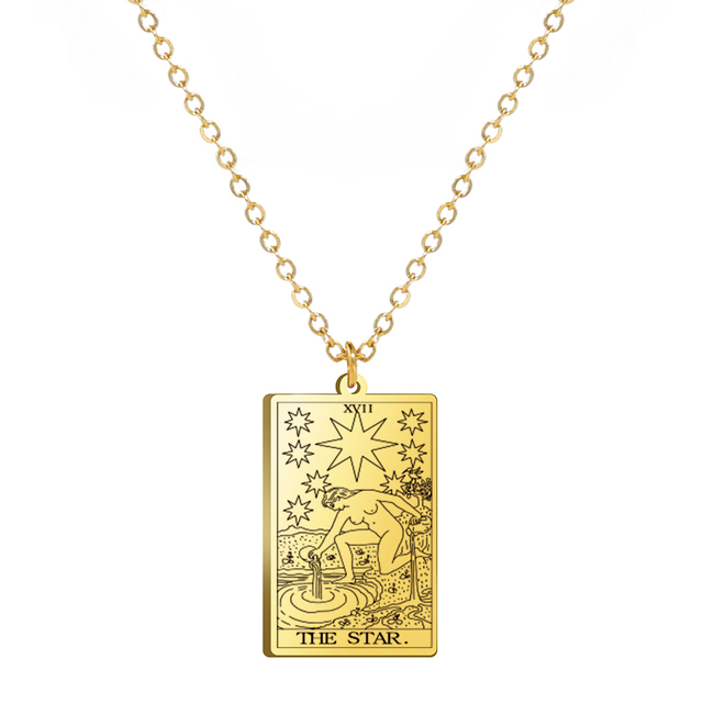 Engraved Tarot Card Necklace - Stainless Steel Major Arcana