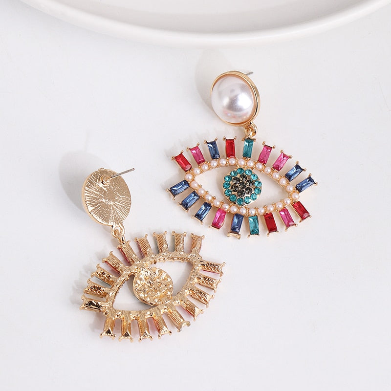 Evil Eye Crystal Drop Earrings | Spiritual Jewelry