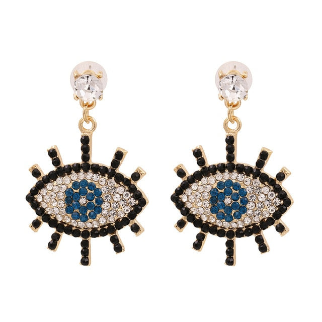 Black Evil Eye & Skulls Drop Earrings | Spiritual Jewelry