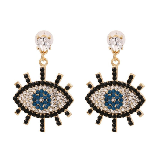 Black Evil Eye & Skulls Drop Earrings | Spiritual Jewelry