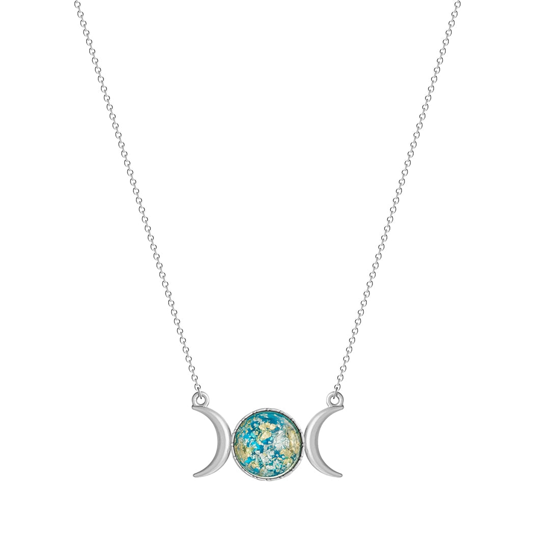 Triple Moon Goddess Necklace & Crescent Moon | Crystal & Stone Earthy Jewelry