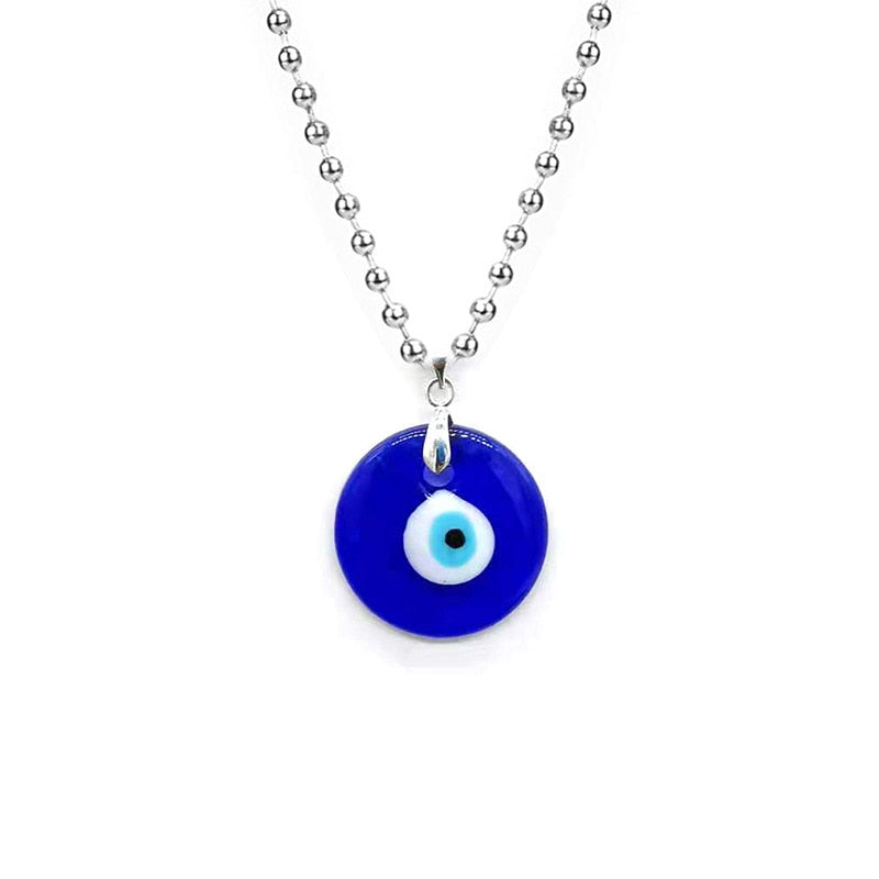 Nazar Amulet Evil Eye Pendant Necklace | Glass Eye & Leather Rope