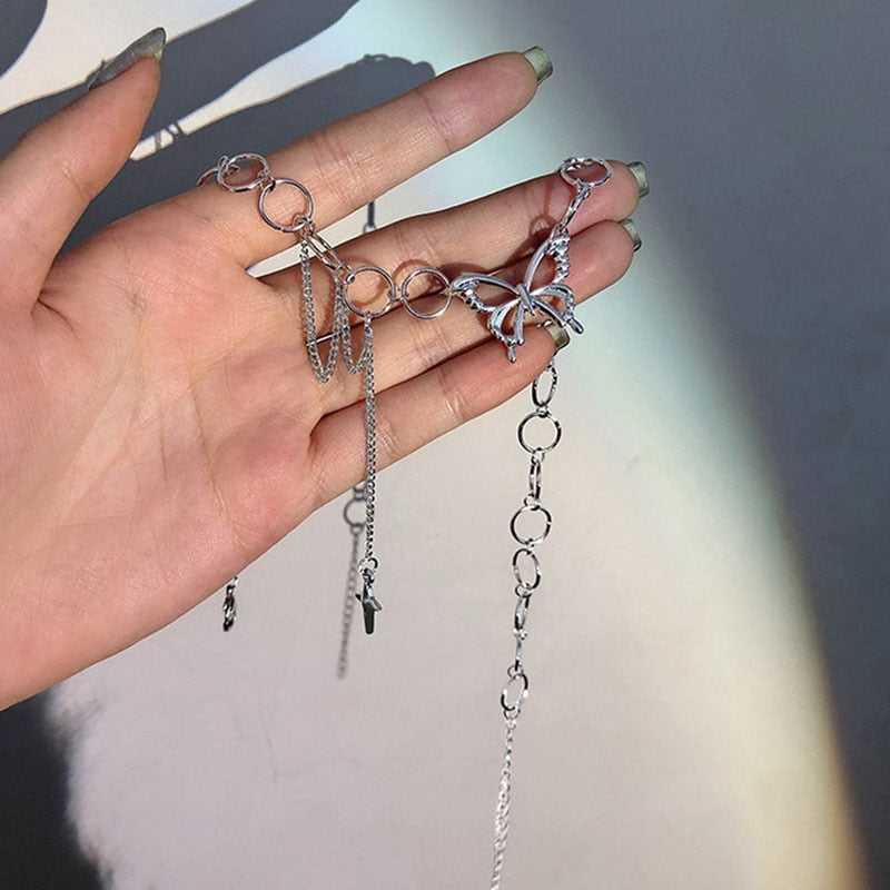 Punk Butterfly Choker Necklace | Stainless Steel Star Pendant