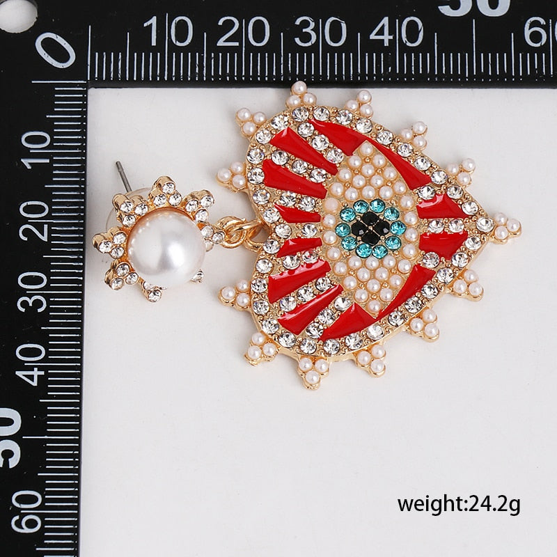 Evil Eye Crystal Heart Earrings (Black, Red, Yellow, Green) | Spiritual Jewelry