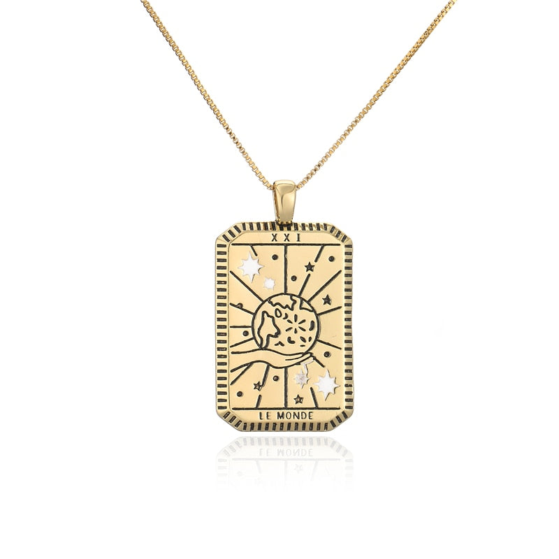 French Gold Tarot Necklace - Pendant | Major Arcana Jewelry