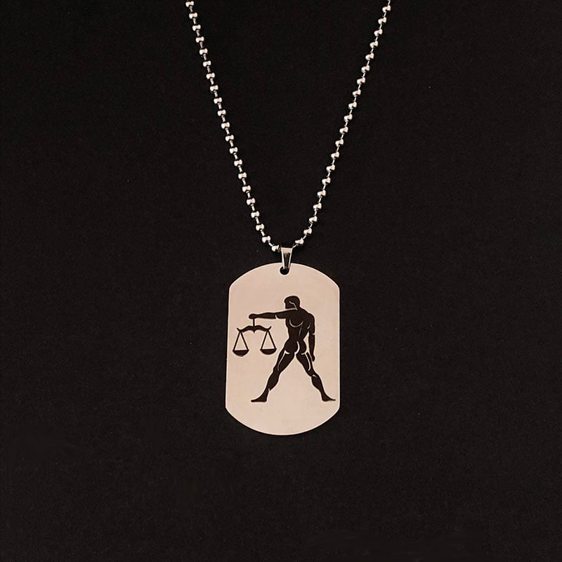 Stainless Steel 12 Horoscope Zodiac Sign Tag Necklace | Astrology Jewelry