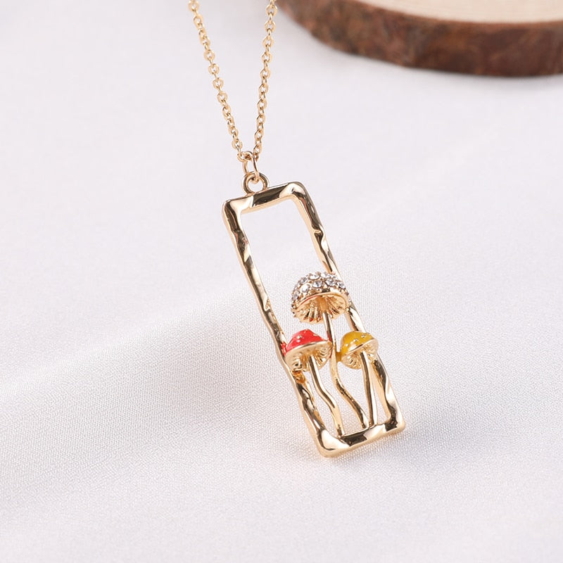 Gold Mushroom Necklace | Nature Jewelry
