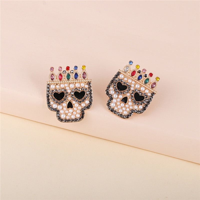 Crystal Skull Pink Earring Set | Spiritual Jewelry