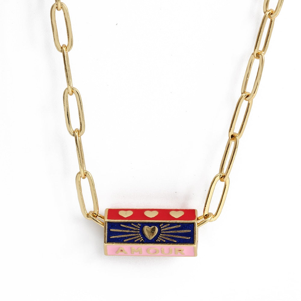 Gold Turkish Evil Eye Hexagonal Necklace | Gold Stainless Steel