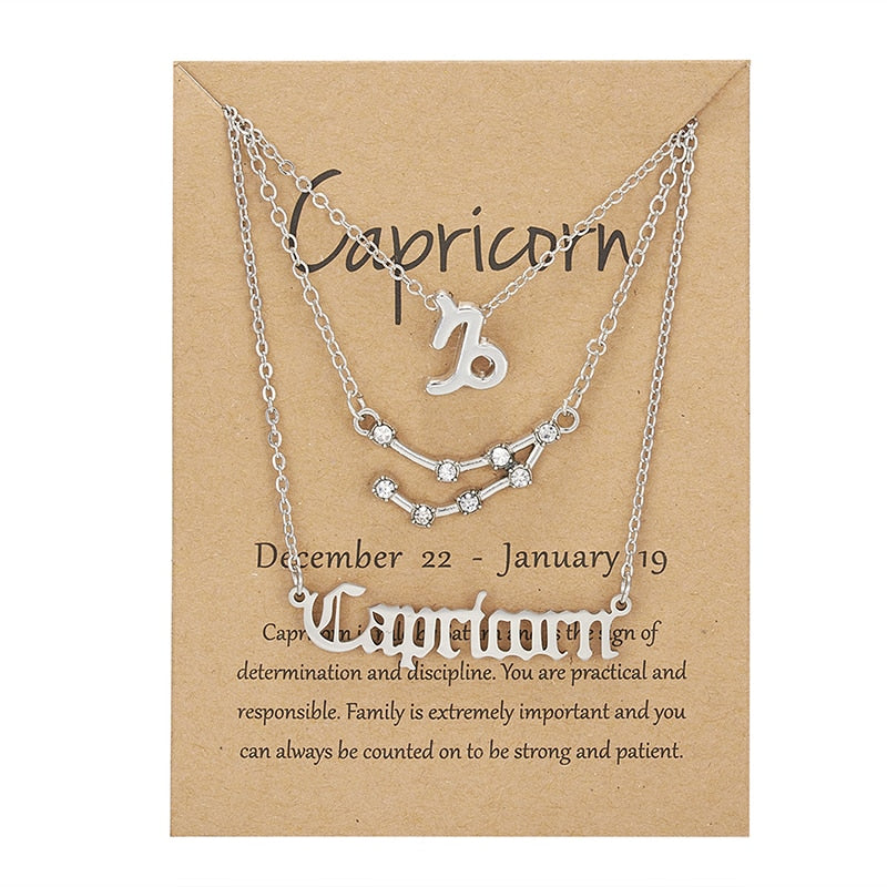 3 Piece Zodiac Necklace Set | Astrology Jewelry