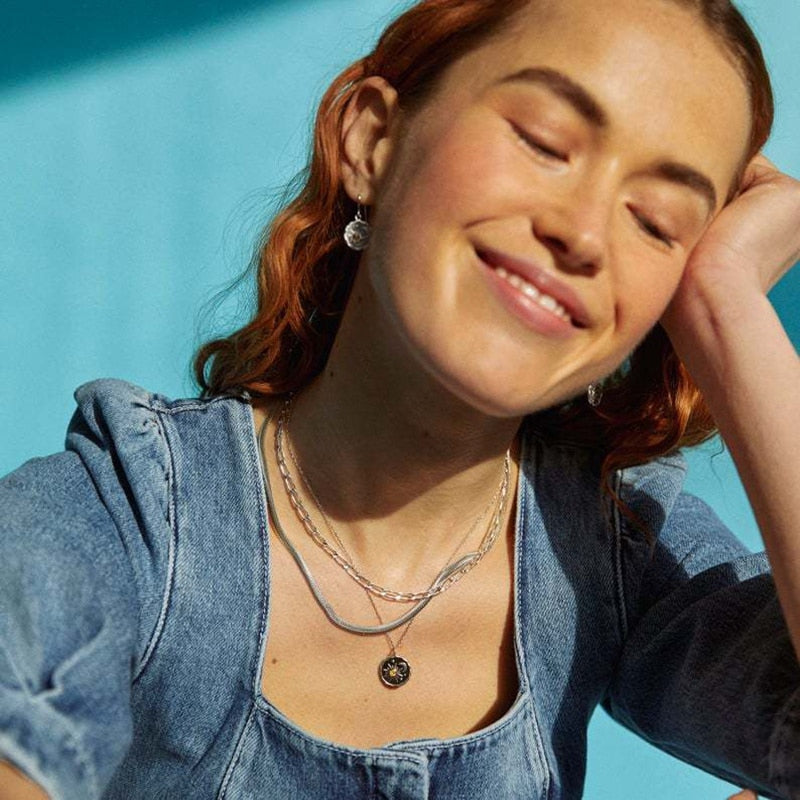 Sun, Moon Stainless Steel Tarot Card Symbol Necklace | Gold & Silver