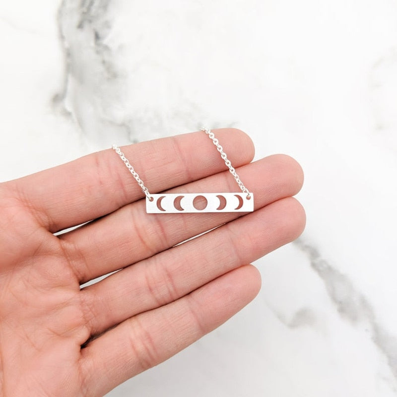 Moon Phase Pendant Stainless Steel Necklace | Astrology Jewelry