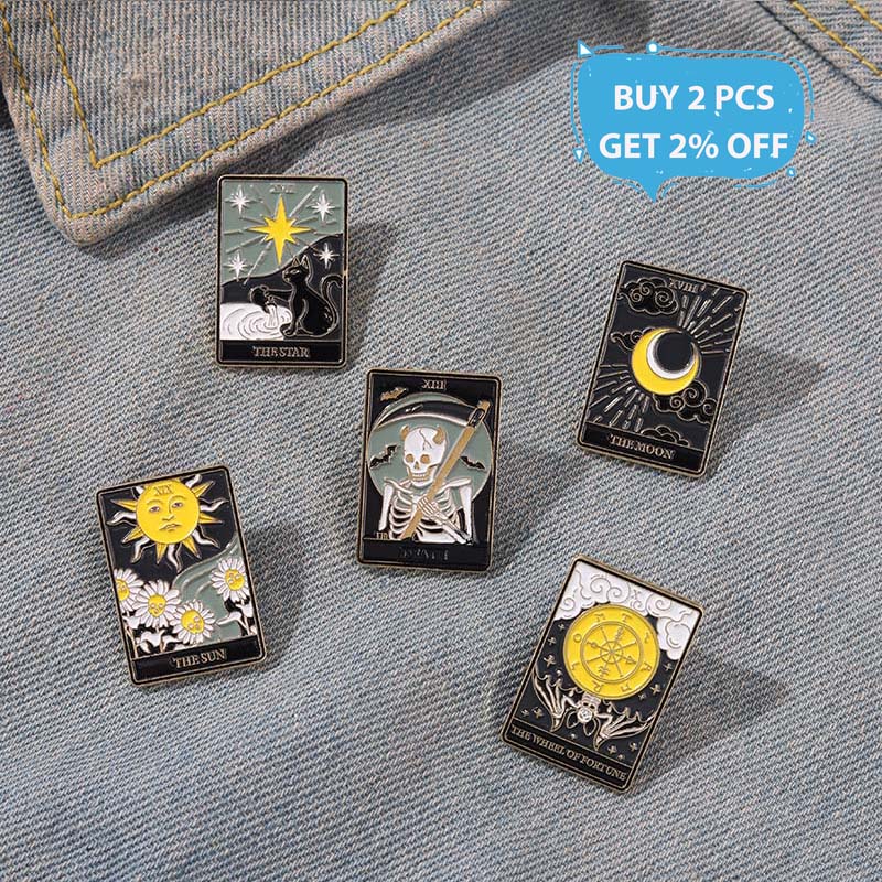 Halloween Tarot Card Enamel Pins | Rider-Waite-Smith