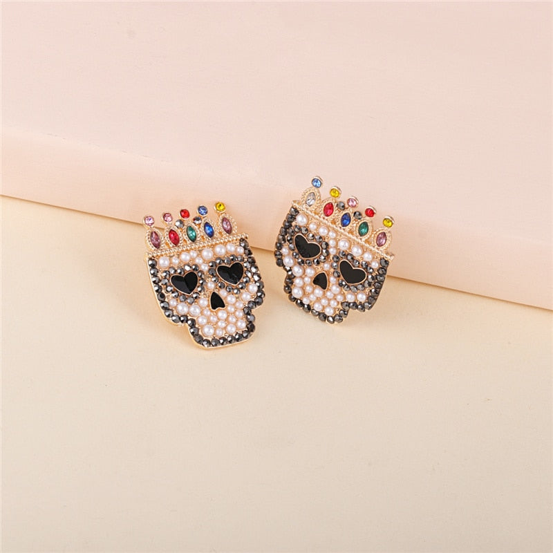 Crystal Skull Pink Earring Set | Spiritual Jewelry