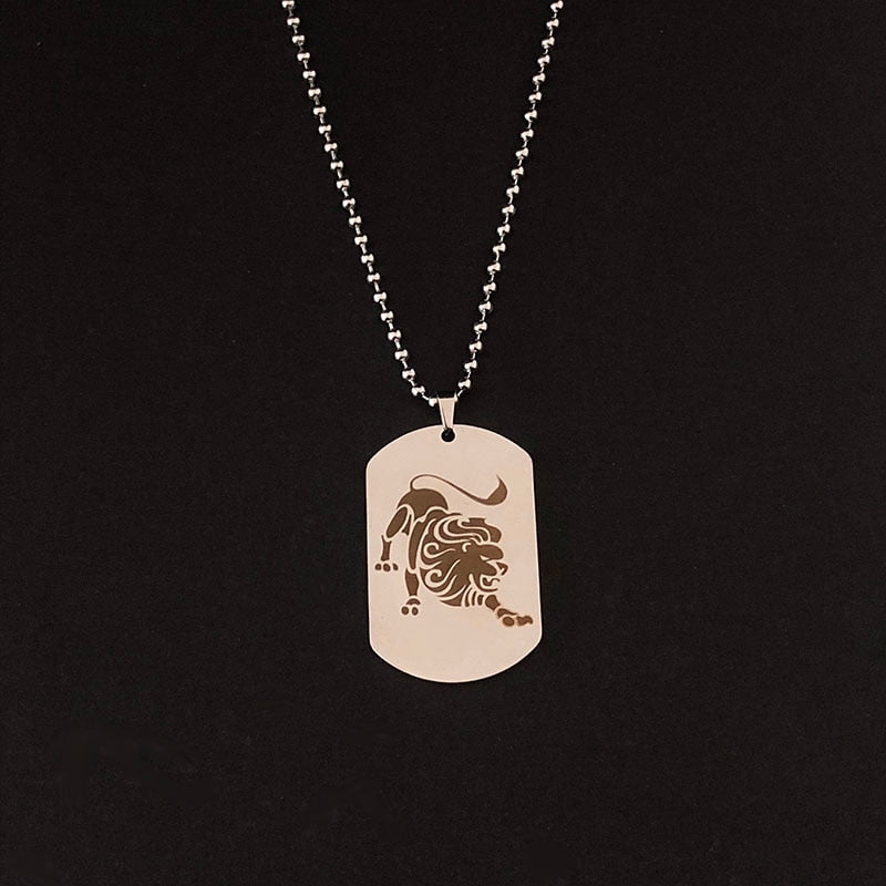 Stainless Steel 12 Horoscope Zodiac Sign Tag Necklace | Astrology Jewelry