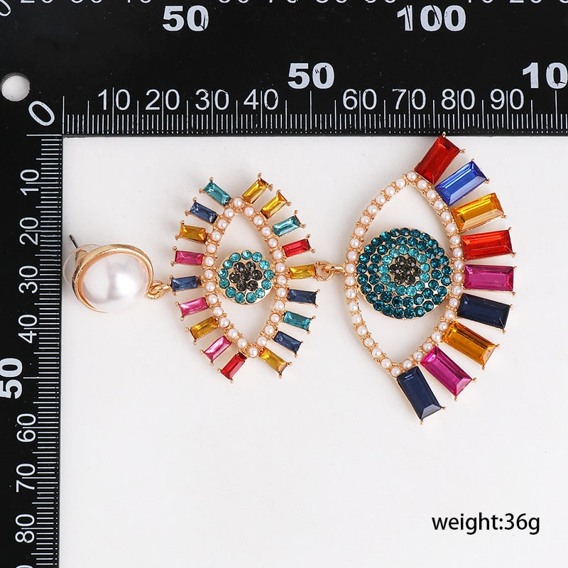 Evil Eye Crystal Drop Earrings | Spiritual Jewelry