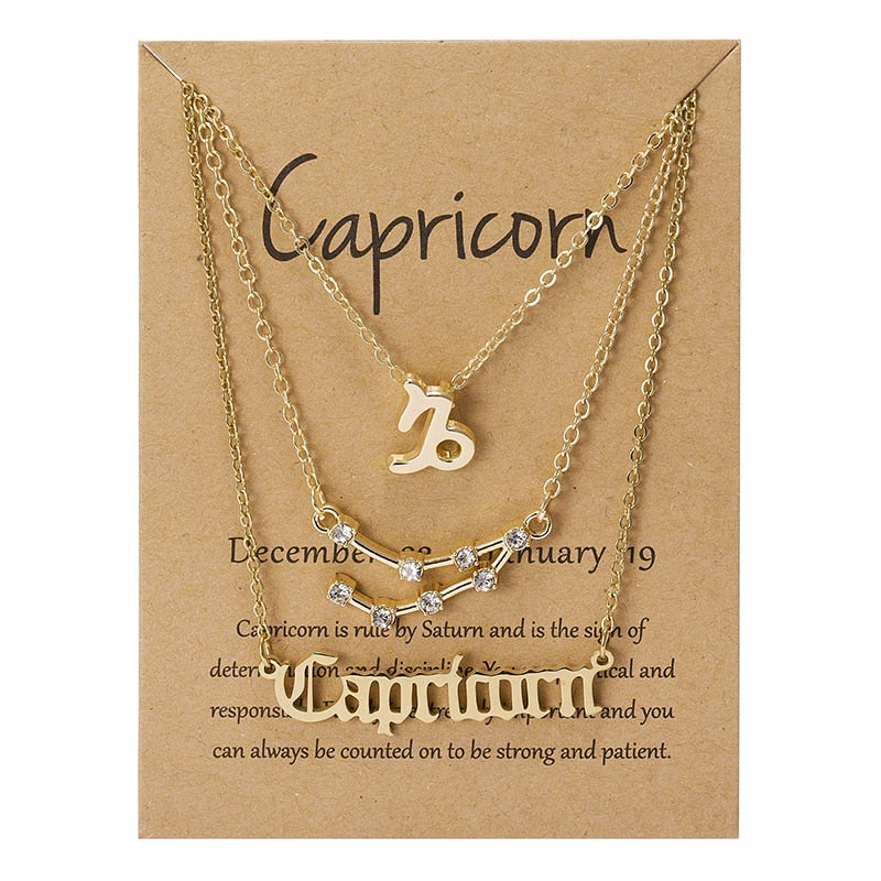 3 Piece Zodiac Necklace Set | Astrology Jewelry