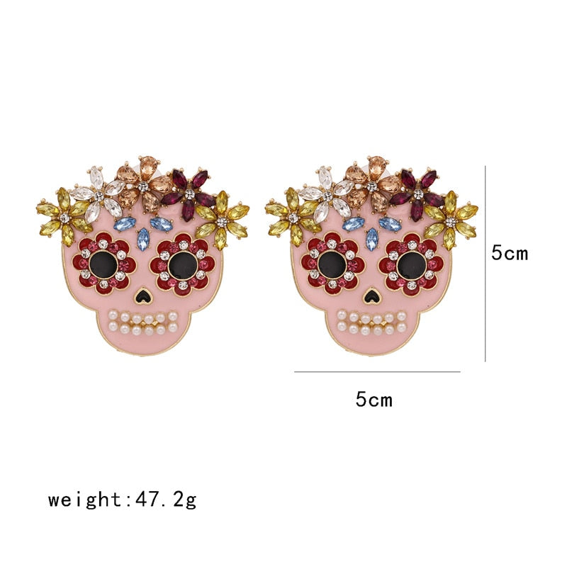 Crystal Skull Pink Earring Set | Spiritual Jewelry