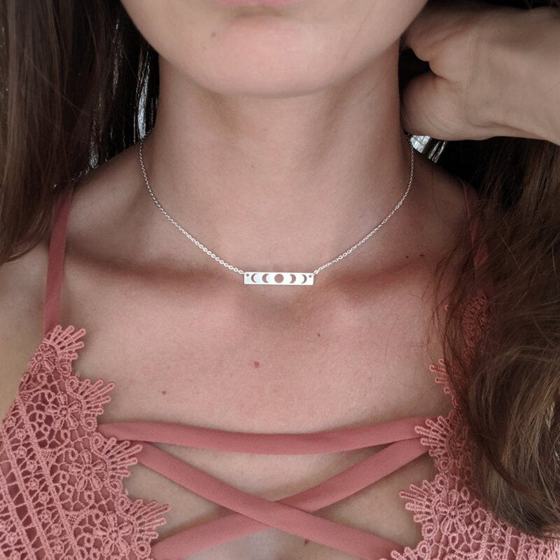 Moon Phase Pendant Stainless Steel Necklace | Astrology Jewelry