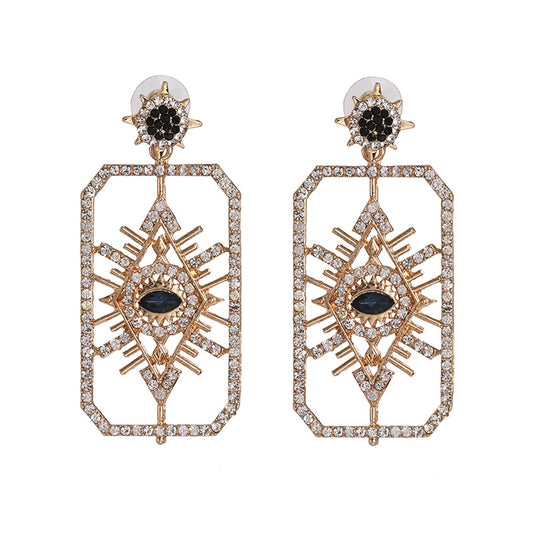 Evil Eye Rectangle Crystal Earrings | Spiritual Jewelry