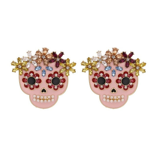 Crystal Skull Pink Earring Set | Spiritual Jewelry