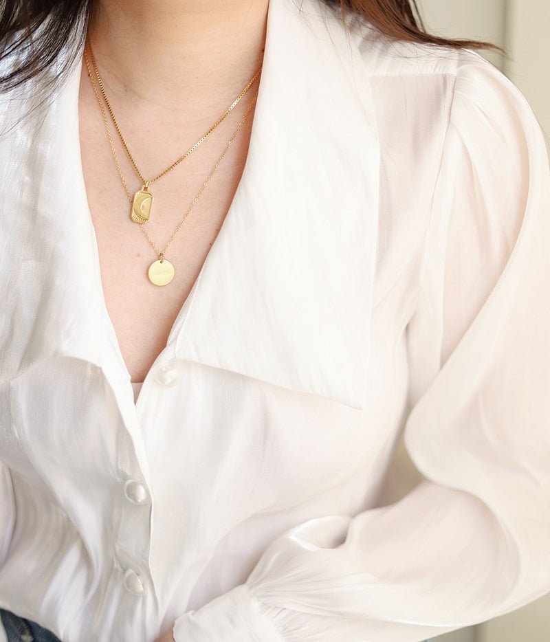 'Sun & Moon Mirage' Gold Necklace & Pendant | Astrology & Tarot Card Necklace