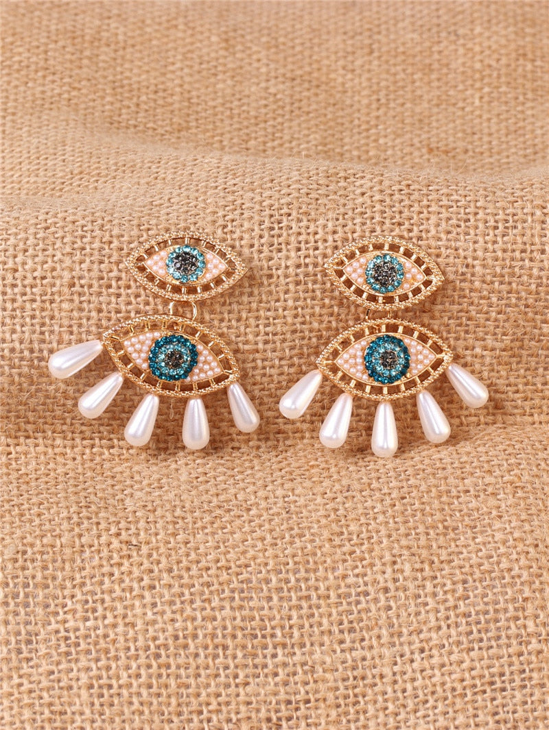 Evil Eye Crystal Green Earrings | Spiritual, Bohemian Jewelry