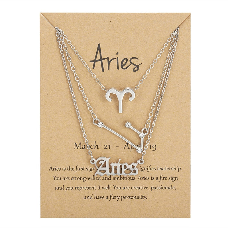 3 Piece Zodiac Necklace Set | Astrology Jewelry