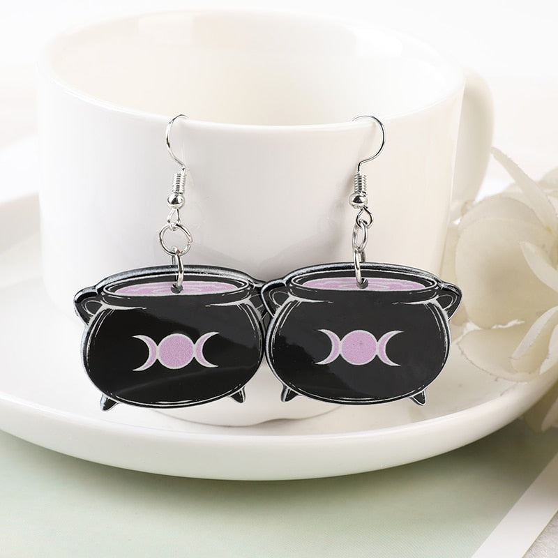 Black Witchy Charms Earrings | Witch, Occult, Wicca Style Jewelry