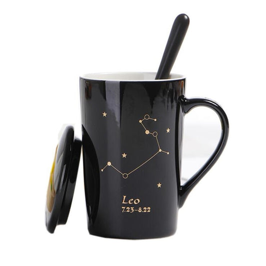 12 Constellations, Astrology - Zodiac Ceramic Mugs with Spoon Lid | 400ml Coffee Cup