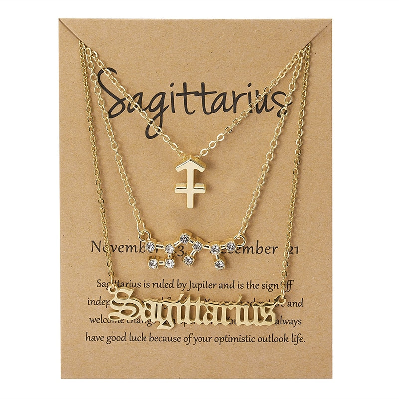 3 Piece Zodiac Necklace Set | Astrology Jewelry