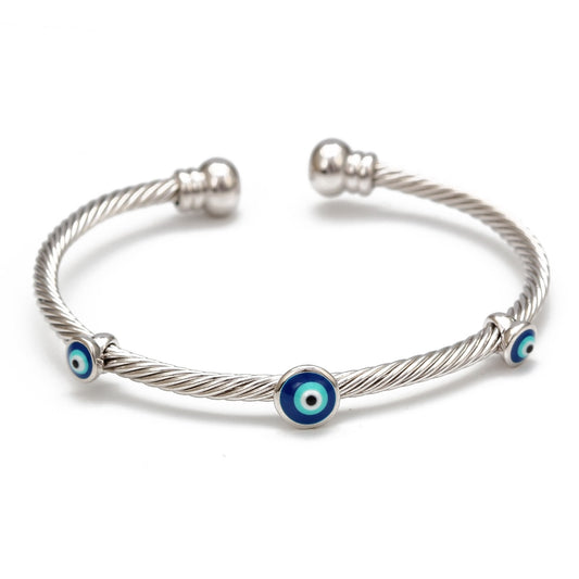 Lucky Eye Dropping Oil Turkish Evil Eye Bangle Bracelet Gold Silver Color Bangles Gifts for Women Men Fashion Jewelry EY6761