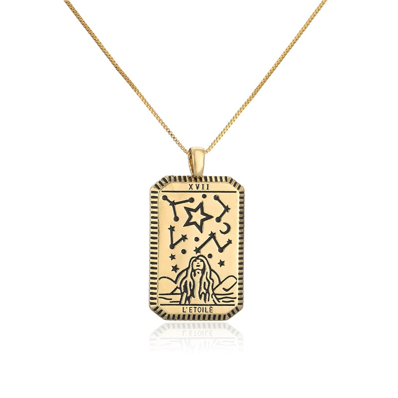 French Gold Tarot Necklace - Pendant | Major Arcana Jewelry